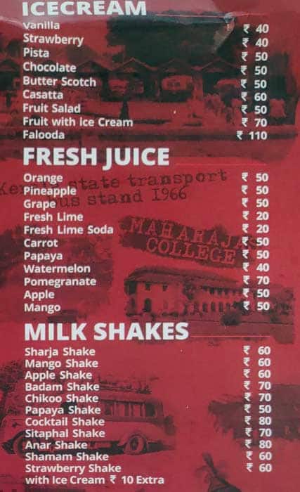 Hotel Sapphire menu