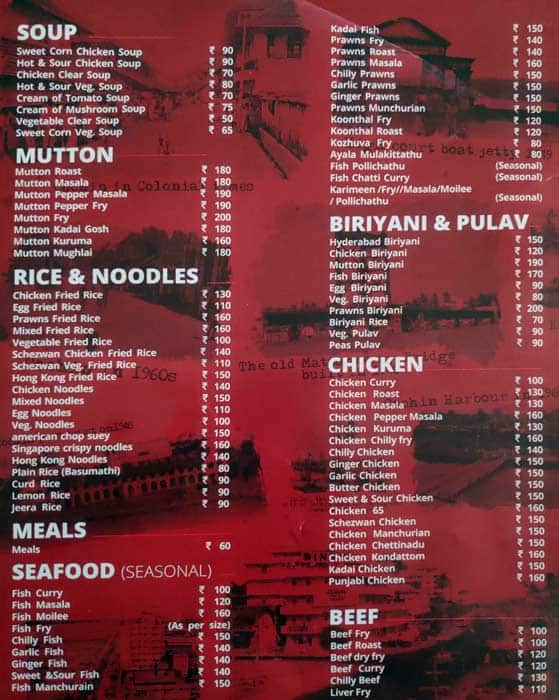 Hotel Sapphire menu