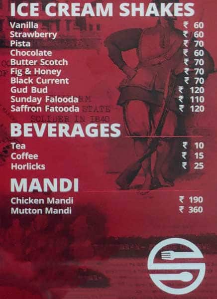 Hotel Sapphire menu
