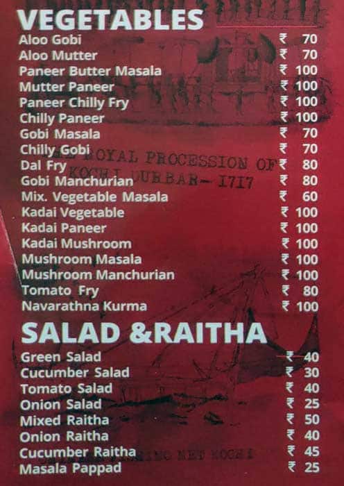 Hotel Sapphire menu