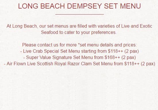 Long Beach Dempsey Tanglin Menu Long Beach Dempsey Tanglin Menu