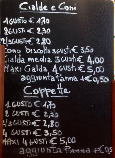 Menu di Gelateria Rossi 