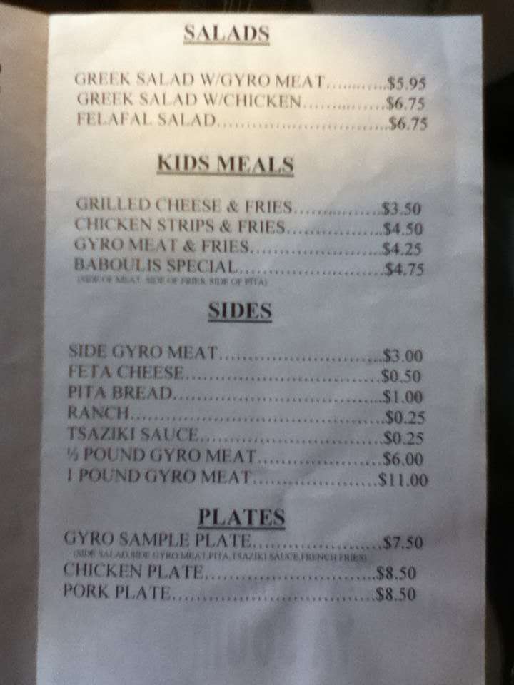 Menu at Greek Pastry Shop 1 Gyros restaurant, Missoula