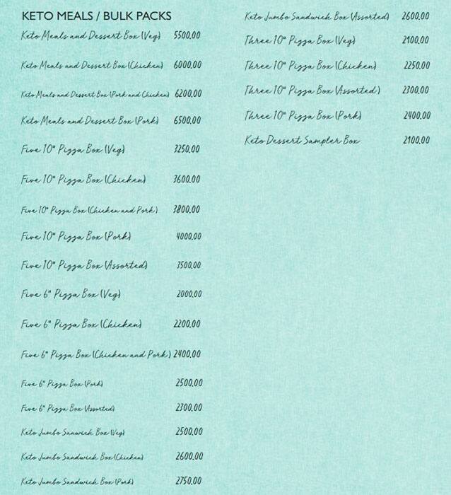 KetoRoo Bakes menu
