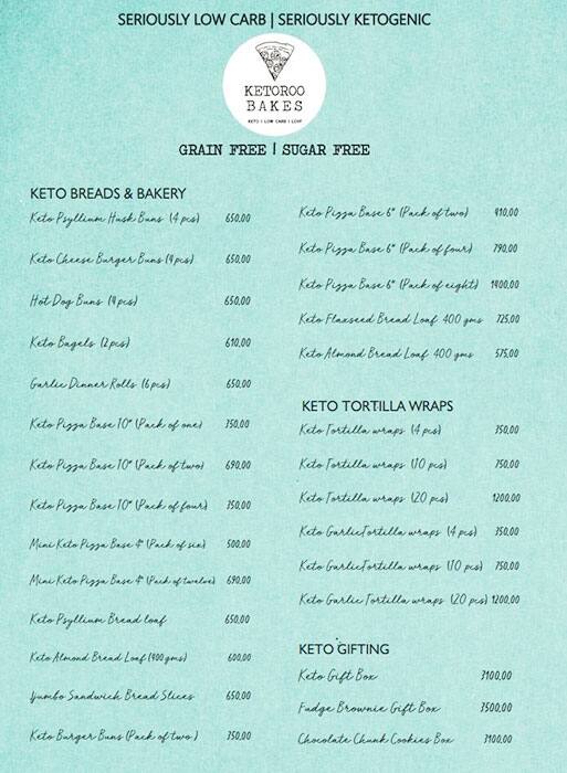KetoRoo Bakes menu