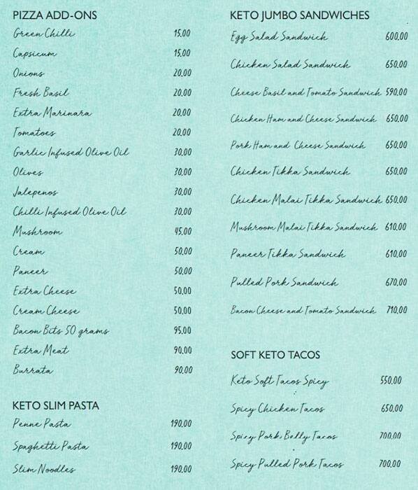 KetoRoo Bakes menu