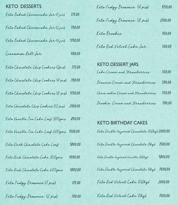 KetoRoo Bakes menu