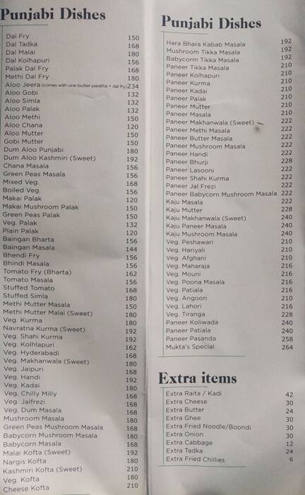 Muktas Kitchen menu