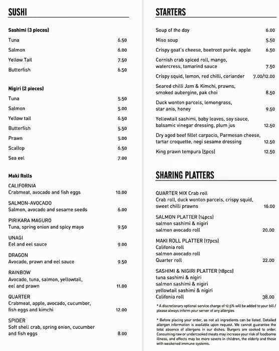 Menu at River Quarter Kitchen cafe, London