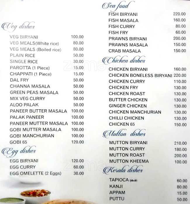 Akson Restaurant Menu, Menu for Akson Restaurant, Panjagutta, Hyderabad