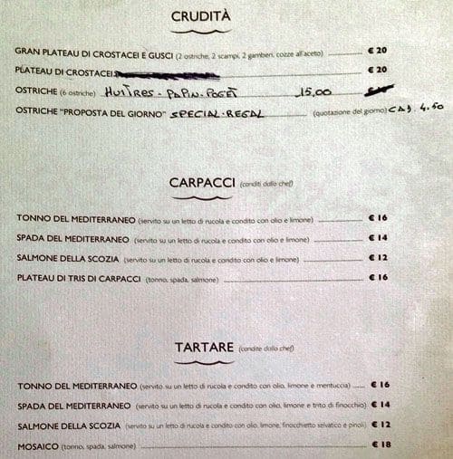 Menu di Un Mare Di Sfizi 