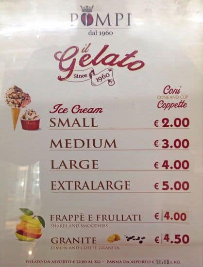 Menu di Pompi Ponte Milvio 