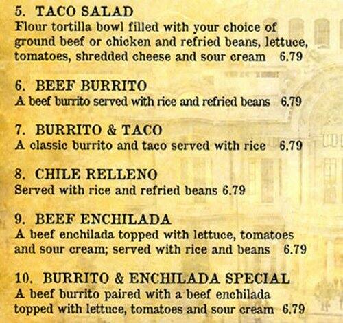 Menu at Fiesta Mariachi restaurant, Grove City, Stringtown Rd