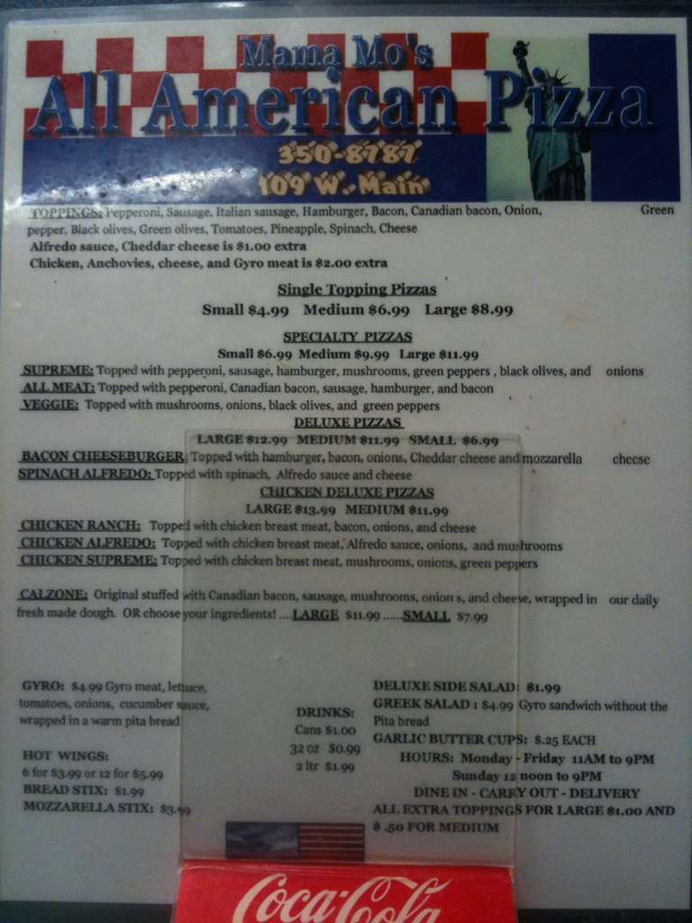 Mama Mo's Pizza Menu, Menu for Mama Mo's Pizza, Yukon, Oklahoma City