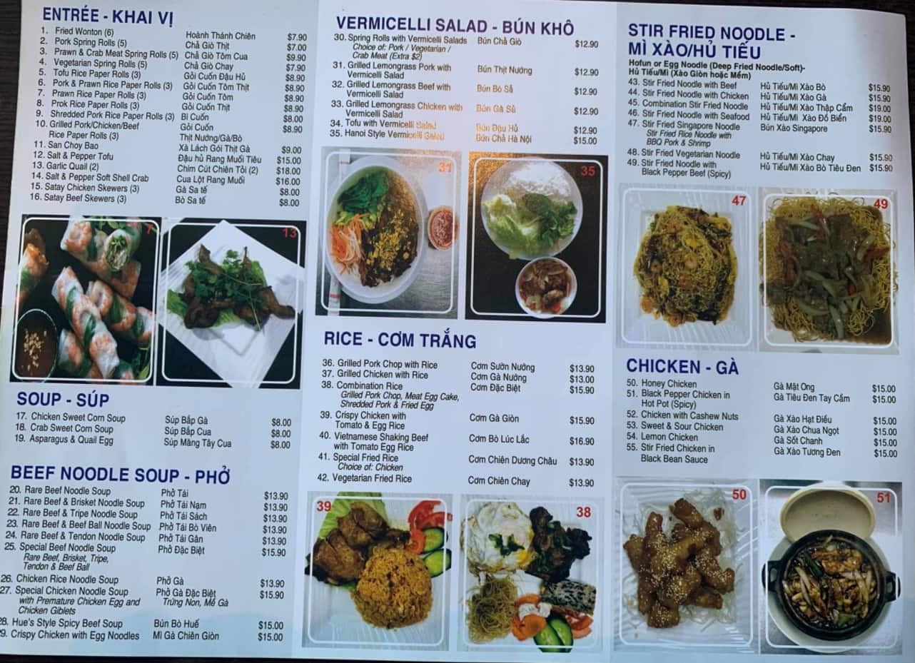pho and bar vietnamese kitchen menu