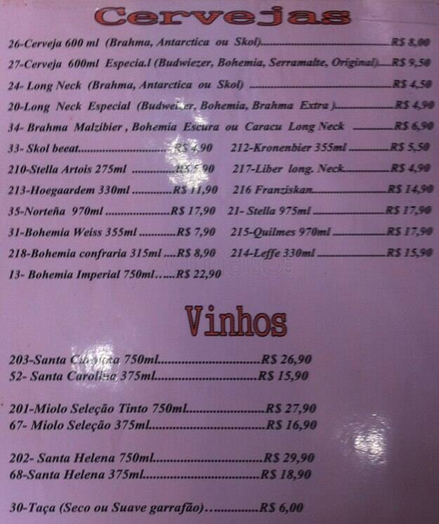 Restaurante 20 e 20 cardápio