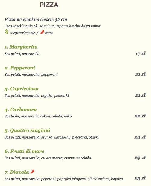 Menu at Restauracja Oliva Verde restaurant, Warsaw