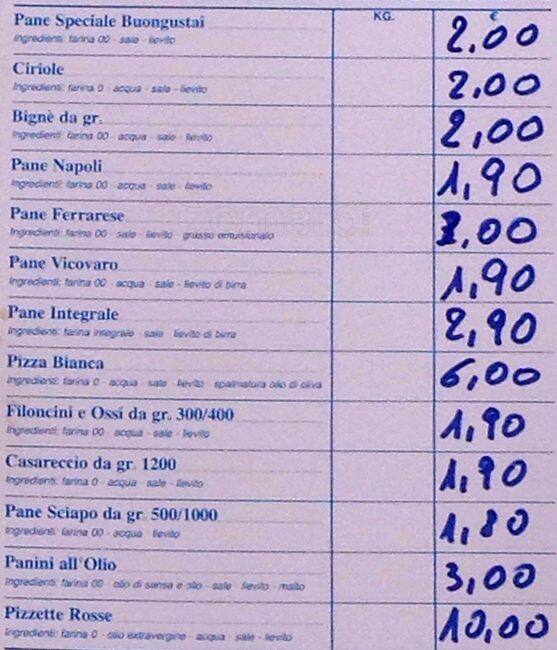 Menu di L'oasi Del Pane 2 