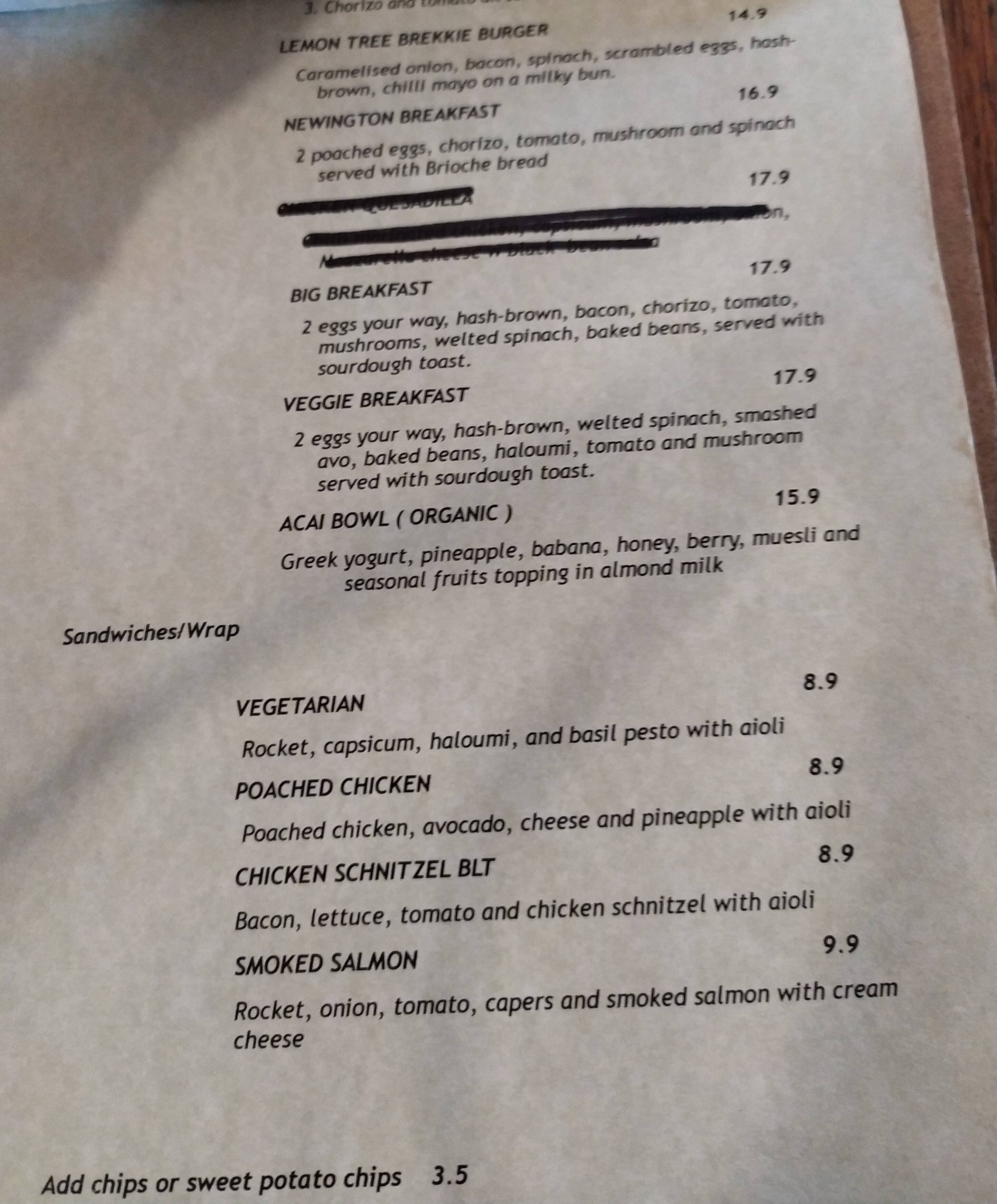 Carta de Lemon Tree