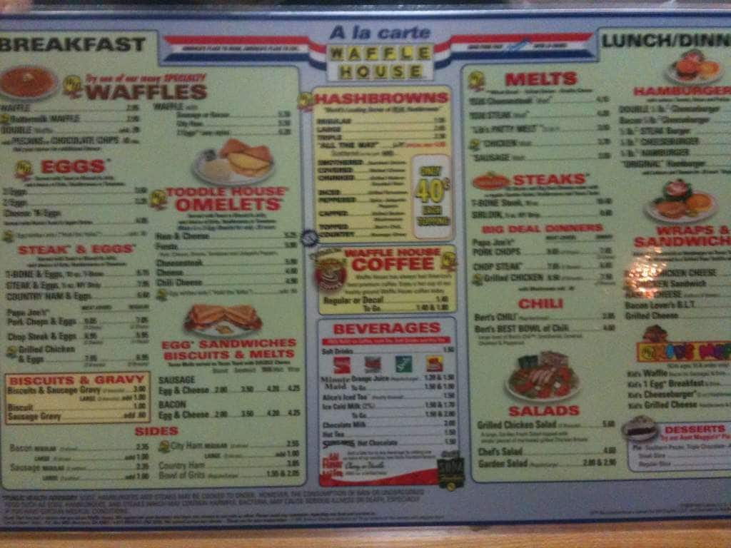 waffle house menu prices 2017