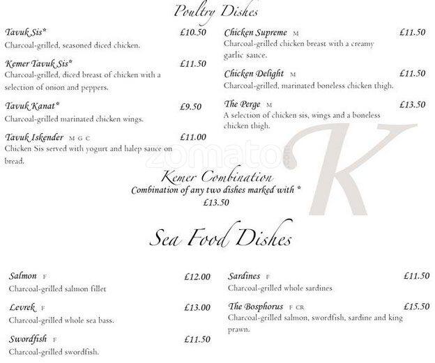Kemer menu