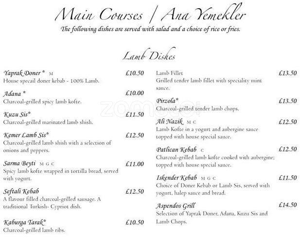 Kemer menu