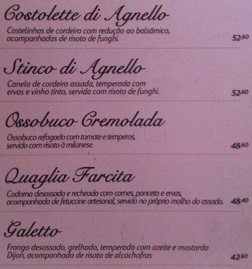 Giardino Restaurante cardápio