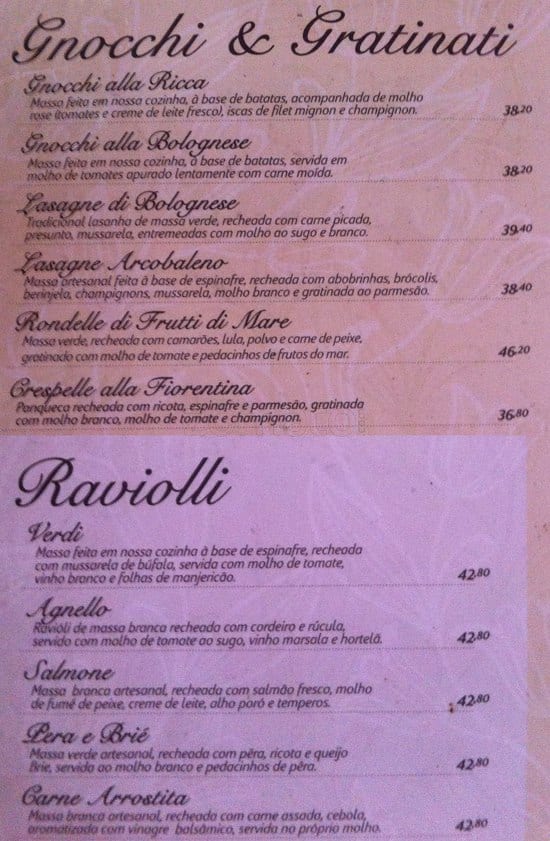 Giardino Restaurante cardápio
