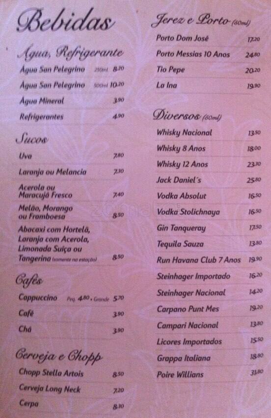 Giardino Restaurante cardápio