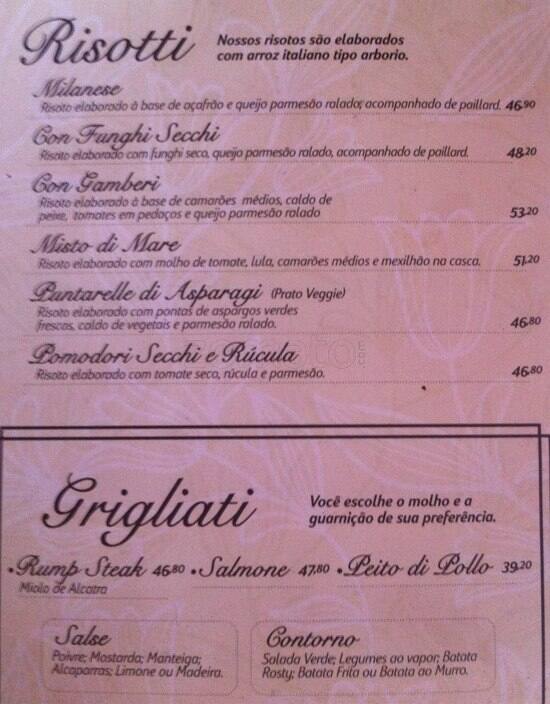 Giardino Restaurante cardápio