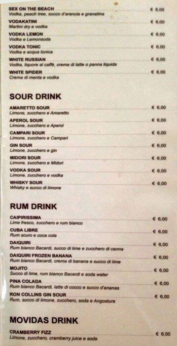 Menu di Movidas 