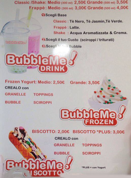 Menu di Bubble Me 