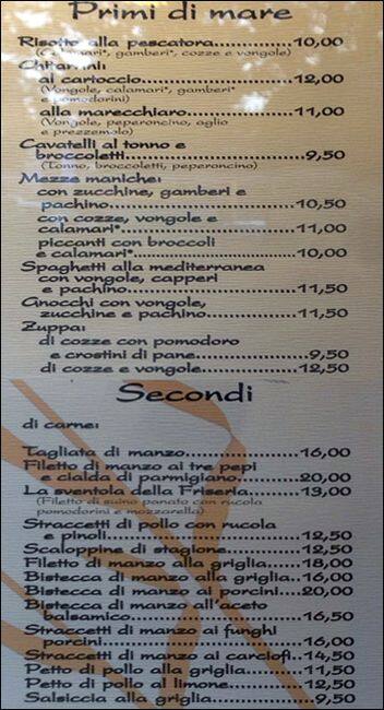 Menu di Friseria 