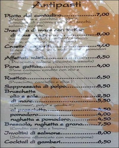 Menu di Friseria 