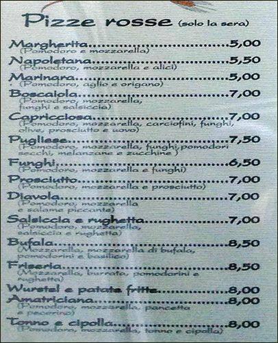 Menu di Friseria 