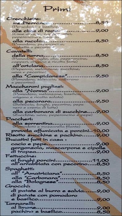 Menu di Friseria 