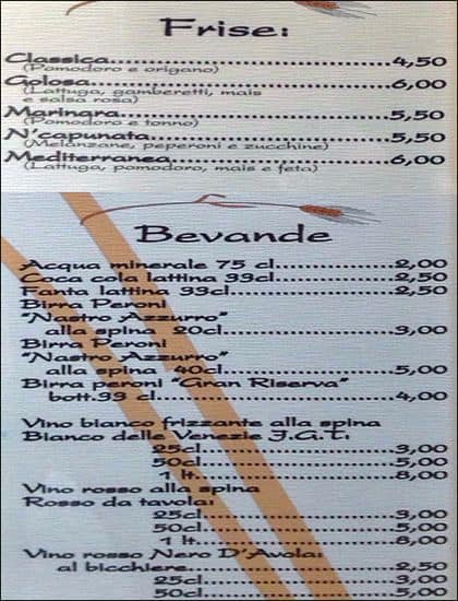 Menu di Friseria 