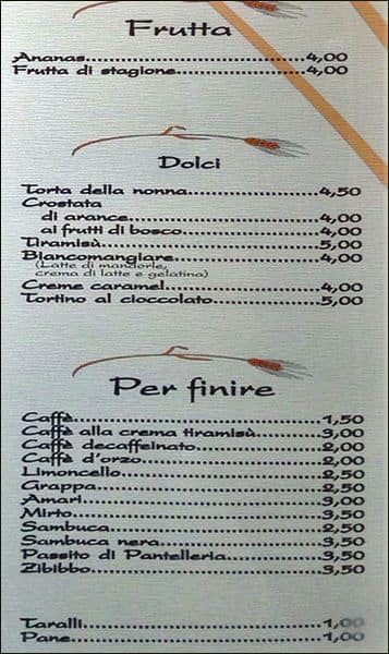 Menu di Friseria 