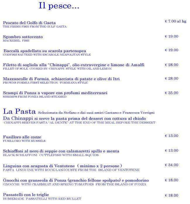 Menu di Chinappi Roma 