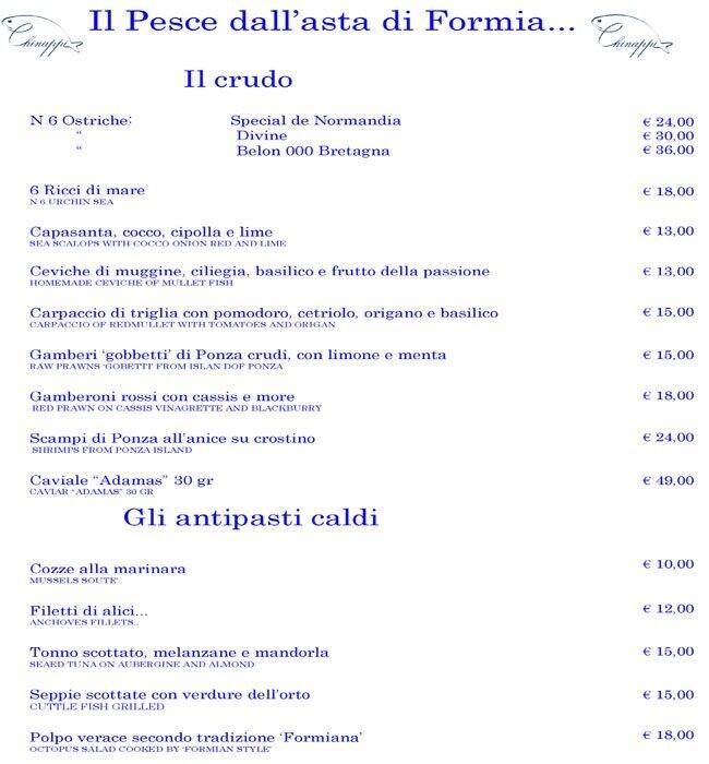Menu di Chinappi Roma 
