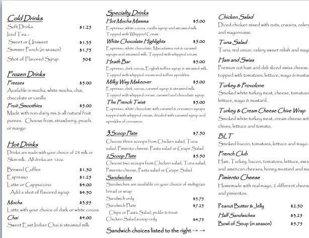 Carta de Cafe D Azure