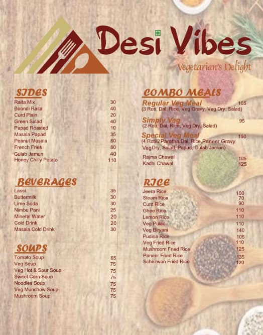 Desi Vibes Vegetarian's Delight Menu Zomato