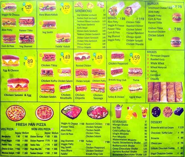 Menu of Breads King, Sector 45, Noida