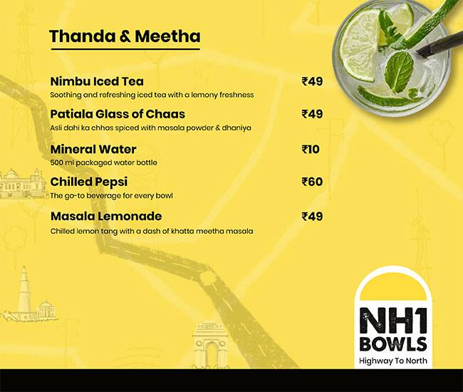 NH1 Bowls - Highway To North menu