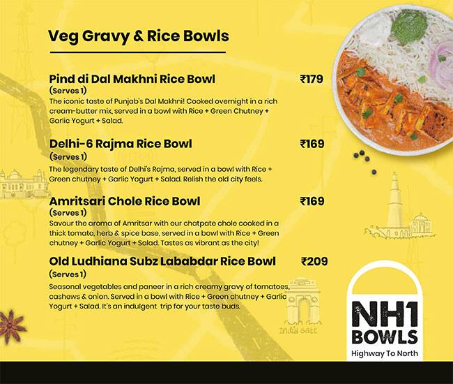 NH1 Bowls - Highway To North menu