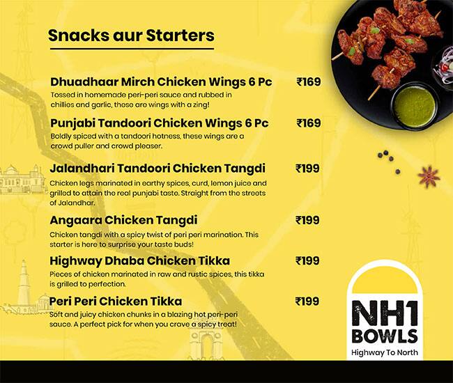 NH1 Bowls - Highway To North menu