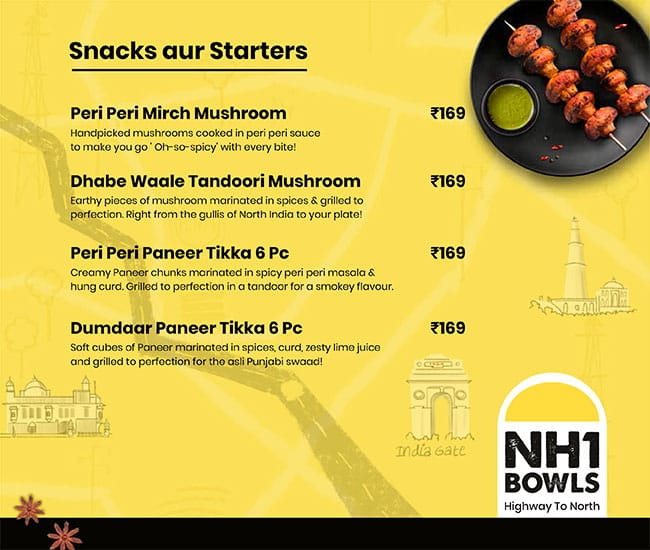 NH1 Bowls - Highway To North menu