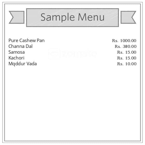 Parimala Sweets menu