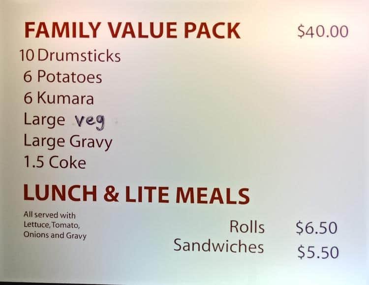 Menu at Birkenhead Roast restaurant, Auckland