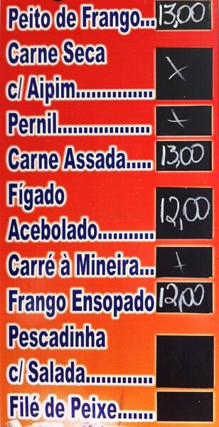 Panificadora Estudantil cardápio